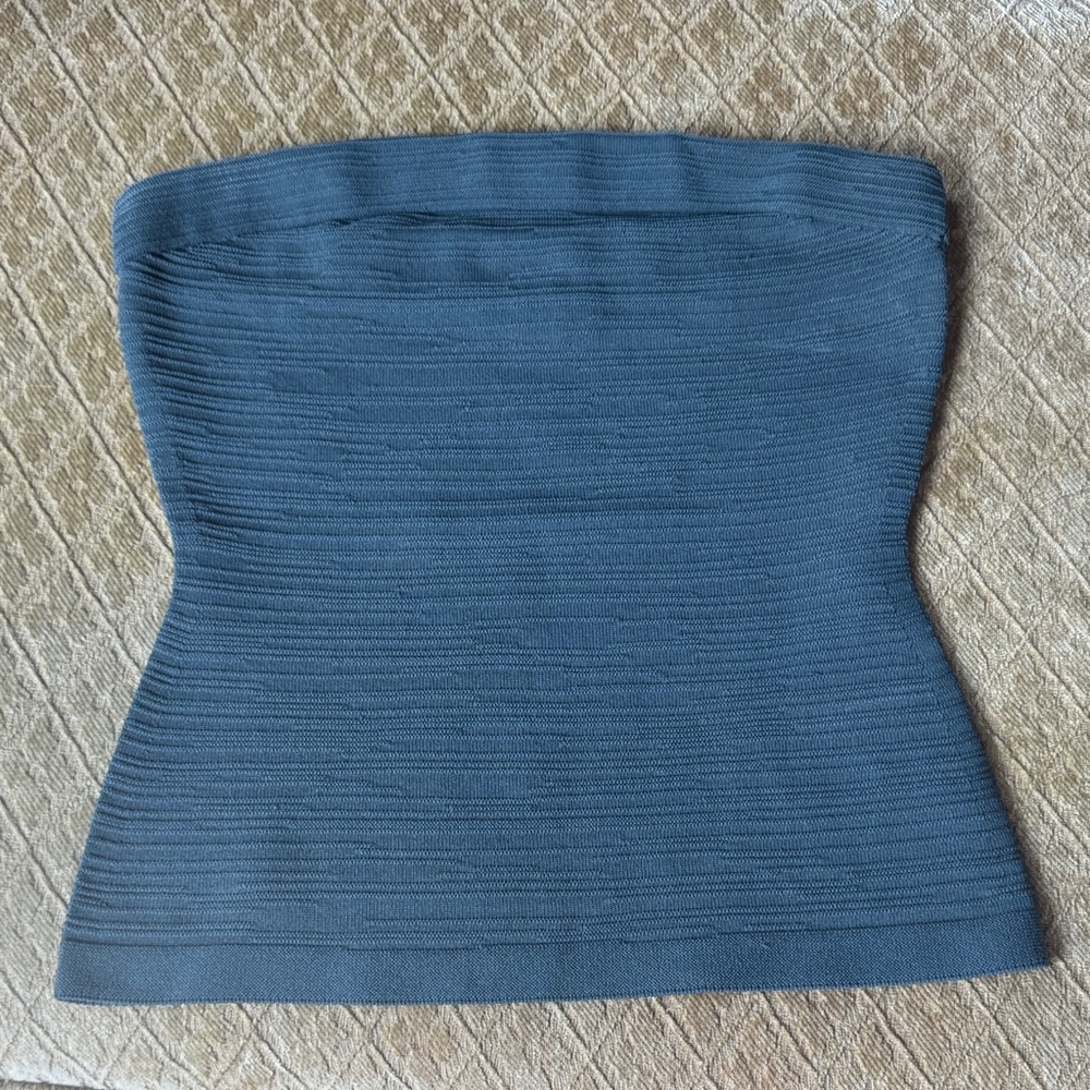 COS Blue Textured Knit Top